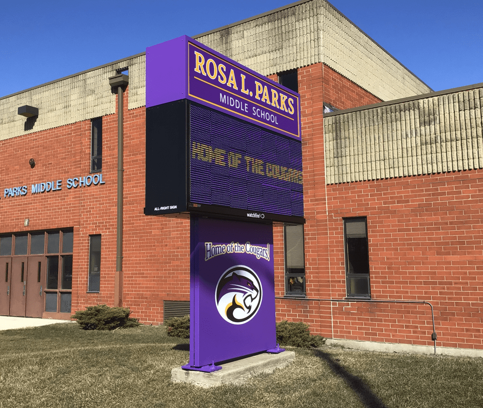 Rosa L. Parks Middle School Digital Sign Chicagoland Area.